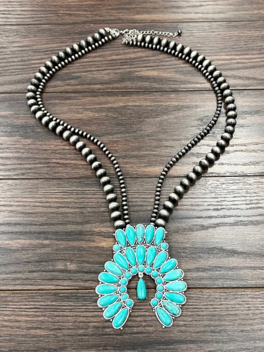 Monster Squash Blossom Turquoise Handmade Necklace Western Boho Rodeo Statement